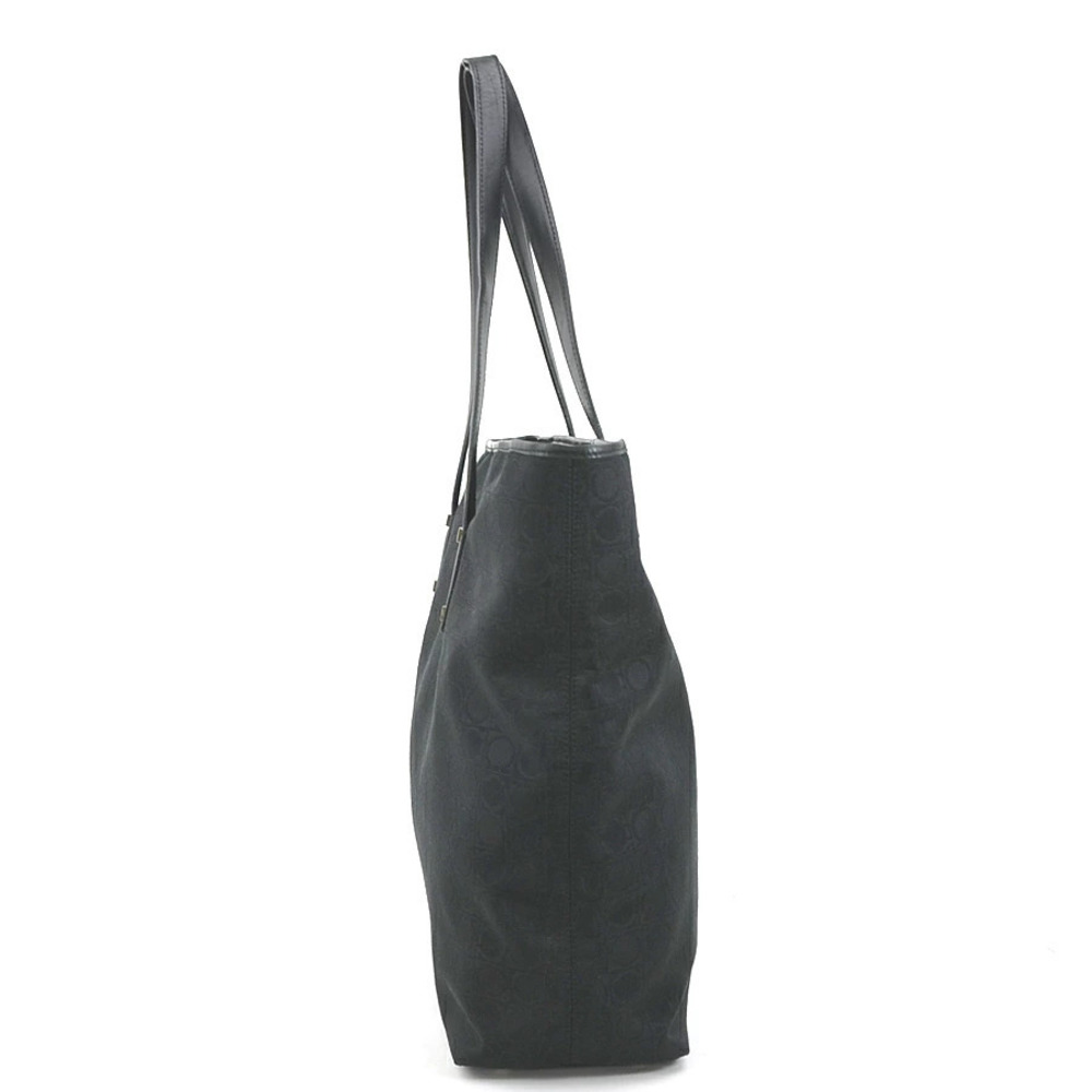 Salvatore Ferragamo Shoulder Black Bag Gancini Tote Leather Canvas Black